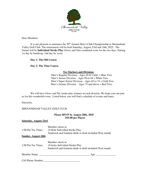Member: 59th Annual Men’s Club Championship