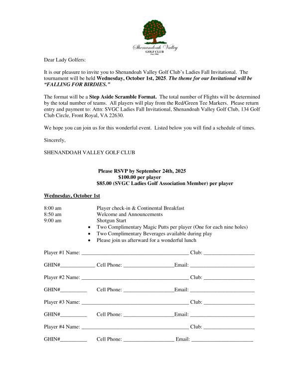 Public: Ladies Fall Invitational