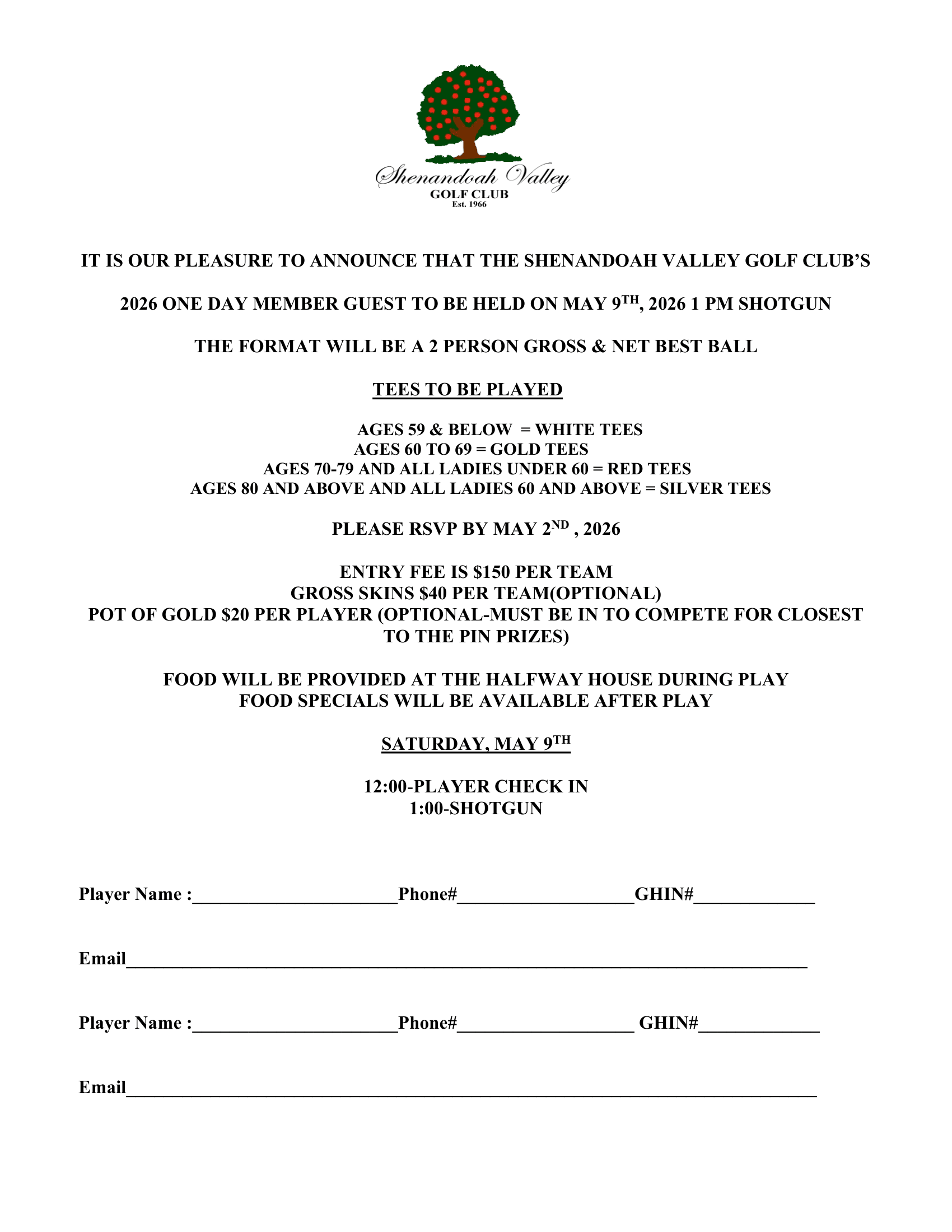 SVGC One Day Member Guest